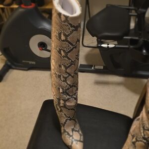 Vince Camuto Beige and Black Over the Knee Boots